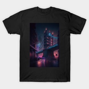 Tower Bridge Cyberpunk style T-Shirt